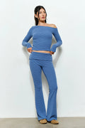 Blu riga flared pantaloni