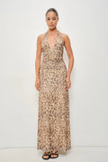 Leopardato plunge abito lungo