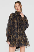 Nero/marrone chiffon corto abito