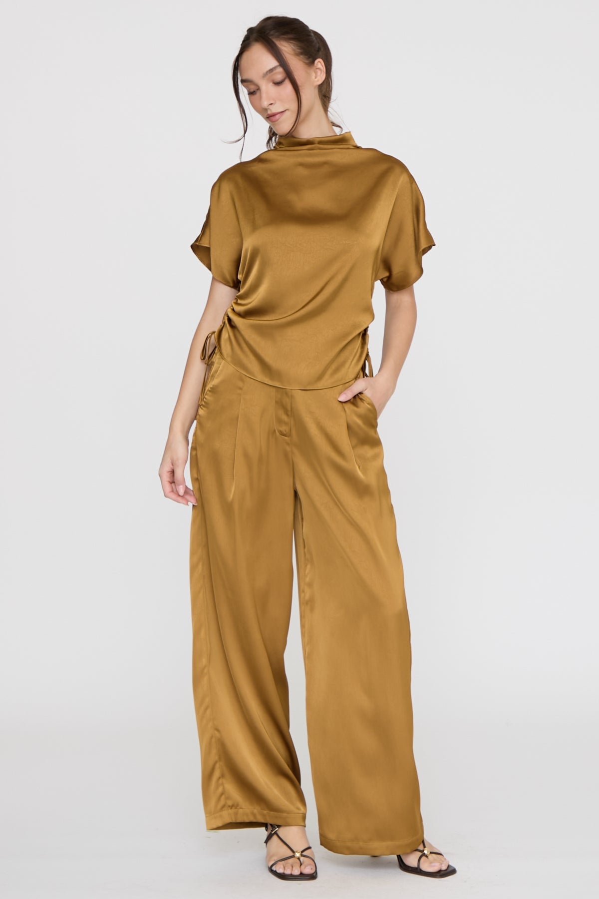Mustard shirring completo due pezzi